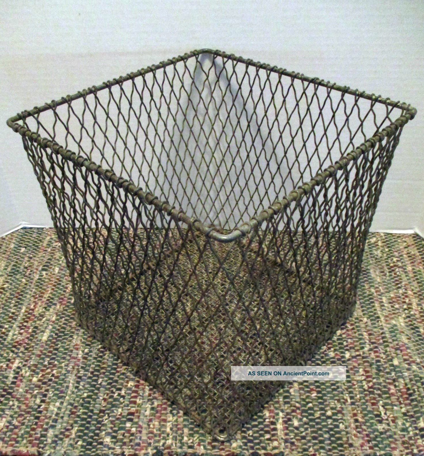 Antique Primitive - Home Decor - Wire Basket - Square - Industrial Container - Holder Primitives photo