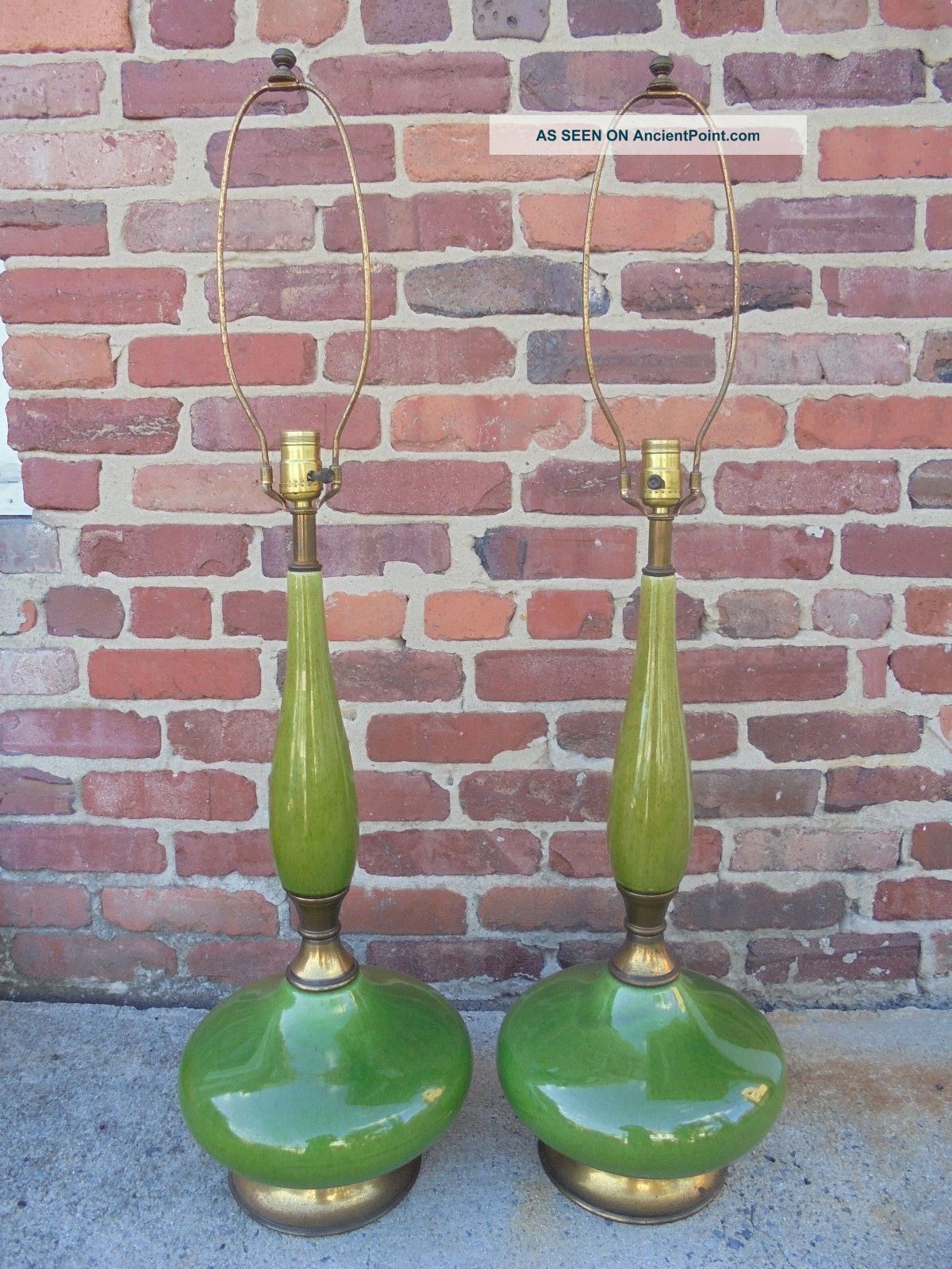 Vintage Mid Century Modern Retro Green Table Lamps Eames Era Mid-Century Modernism photo