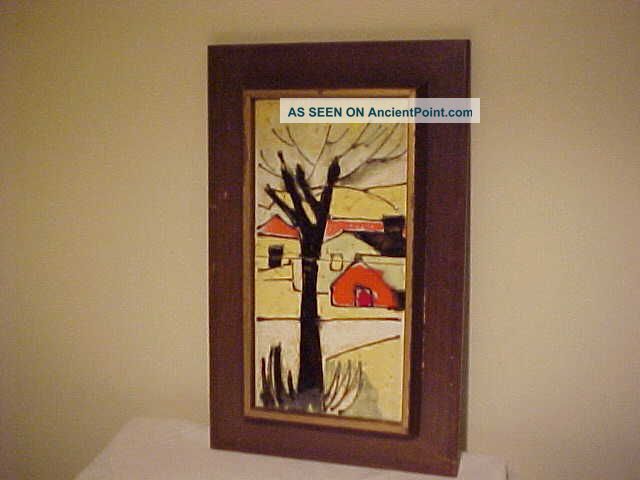Vtg Harris G.  Strong Mid Century Modern Art Tiles W/original Frame & Sticker Mid-Century Modernism photo