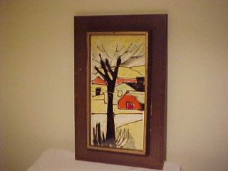 Vtg Harris G.  Strong Mid Century Modern Art Tiles W/original Frame & Sticker photo