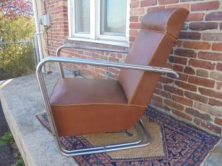 Antique Art Deco Vintage Machine Age Chrome Club Lounge Chair Weber Lloyd Era photo