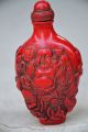 Delicate Chinese Red Coral Hand Carved Smiling Buddha Snuff Bottle Snuff Bottles photo 3