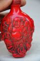 Delicate Chinese Red Coral Hand Carved Smiling Buddha Snuff Bottle Snuff Bottles photo 5