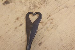 Rare 18th C England Wrought Iron Heart Shaped Fireplace Peel In Old Surface photo