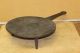 Fantastic Late 17th C Pilgrim Period Cast Iron Footed Griddle Fluted Handle Primitives photo 1