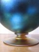 Antique Durand Blue Rose Bowl Glass Vase Marked 5.  5 