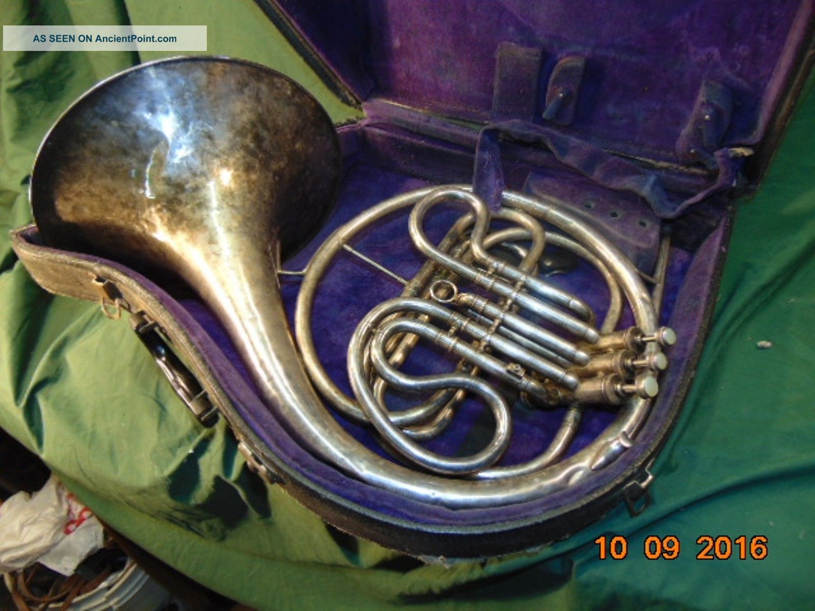Vintage C.  G.  Conn Ltd Silver French Horn Ser 401626,  Case - Antique Horn Brass photo