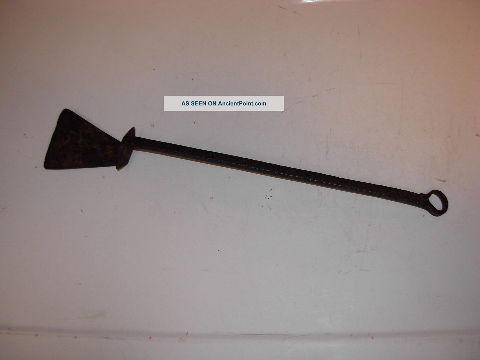 Antique Early Hand Forged Fireplace Hearth Peel Spatula Scraper Primitives photo