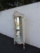 French Painted Carved Corner Glass Front Curio Display Cabinet China Closet 7921 Post-1950 photo 3