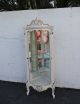 French Painted Carved Corner Glass Front Curio Display Cabinet China Closet 7921 Post-1950 photo 5