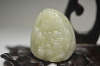 Collectible Chinese Hetian Jade Hand Carved Toad Pendant Fs40 photo