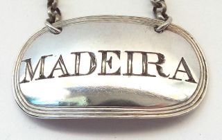 Madeira Wine Decanter Label Solid Sterling Silver Rawlings & Summers 1859 photo
