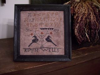Early And Primitive Inspired 1890 Ruth Wells School - Girl Sampler (lb) photo