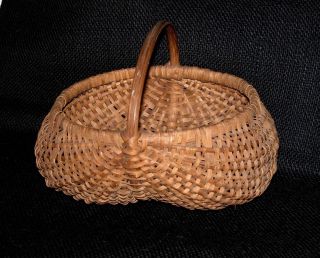 Antique Egg Basket Patina No Problems Good Med - Sm Weave Folk Primitive photo