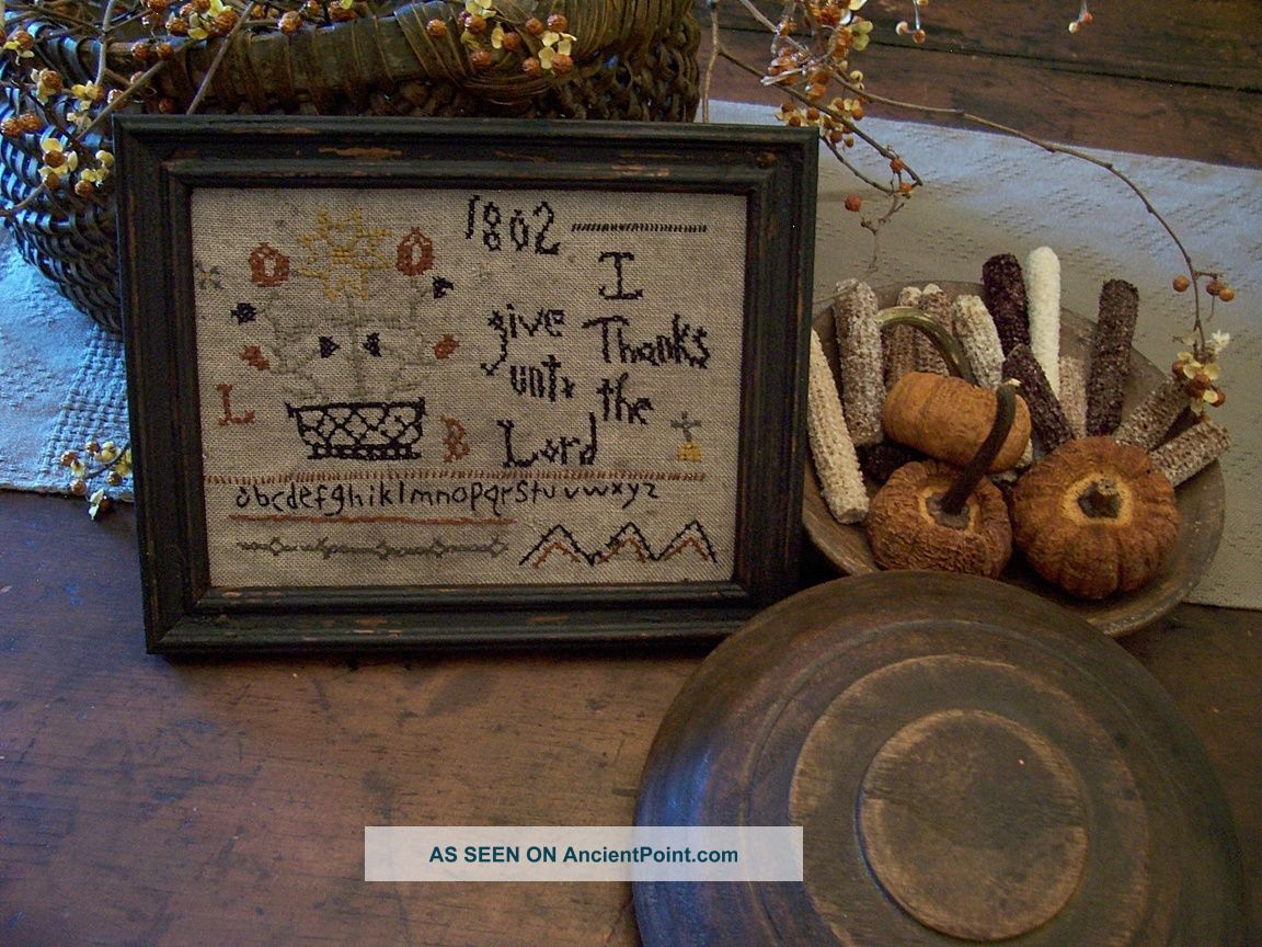 Early Inspired 1802 I Give Thanks Sampler (lb) Primitives photo