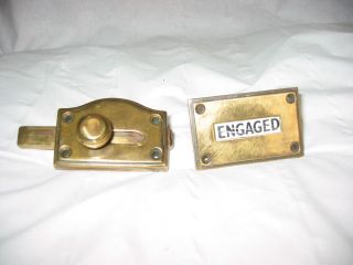 Old - Vintage Brass Toilet Lock / Bolt.  Engaged Vacant photo