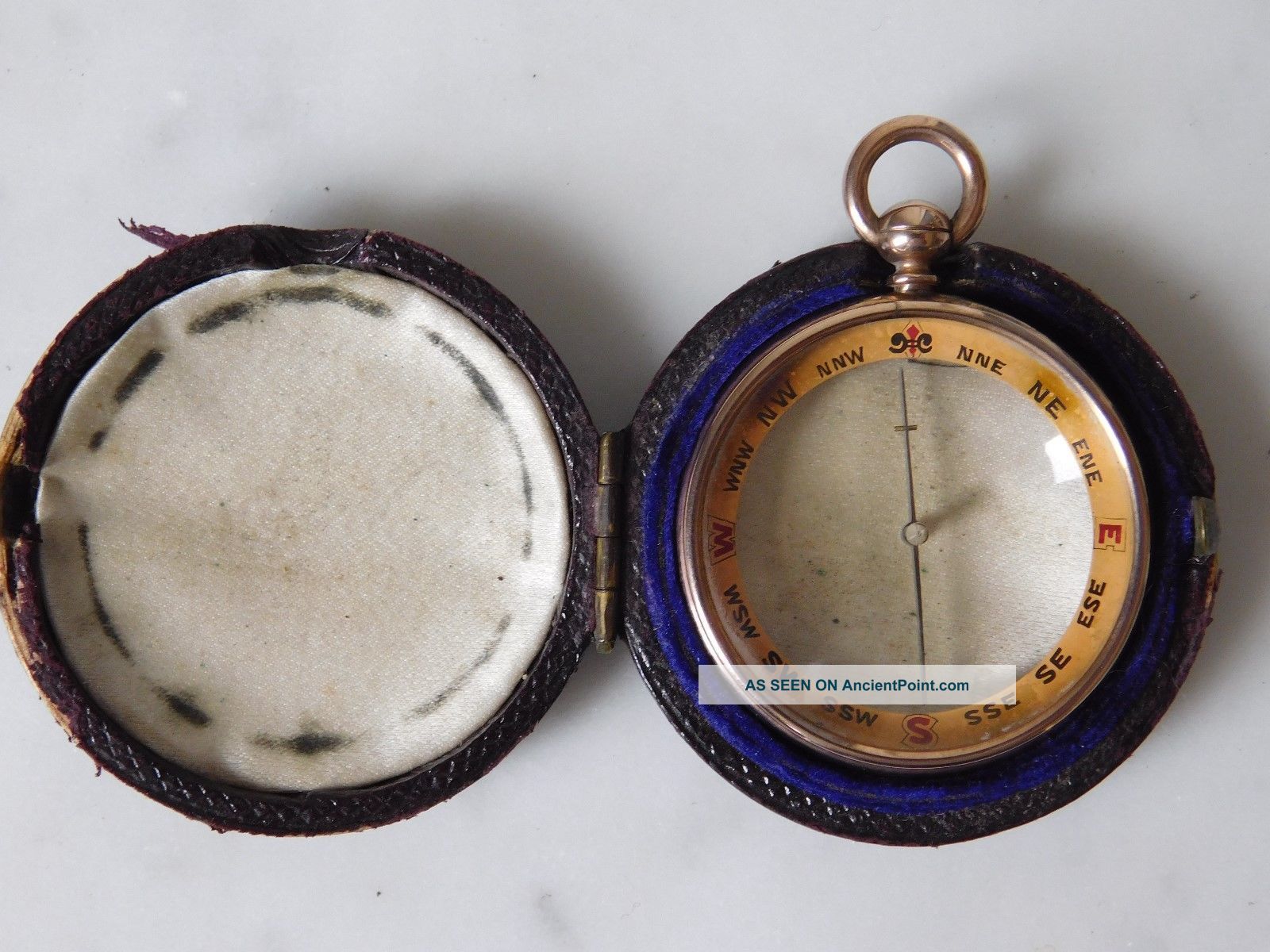 Cased Victorian Fob Magnifiyer Compass 