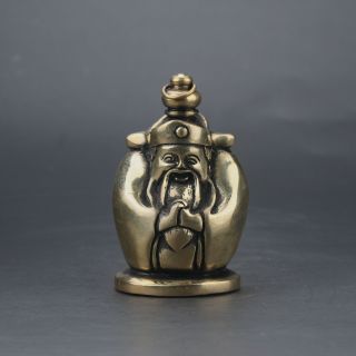 Chinese Brass Handwork Carved God Of Wealth Snuff Bottle Z502 photo