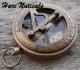 Antique Brass Compass Nautical Compass Push Button Old Time Sundial Compass Compasses photo 3