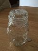 Antique Glass Jar Barrel Shaped Flower Raisd Coin Dot Pattern Screw On Glass Lid Bottles & Jars photo 7