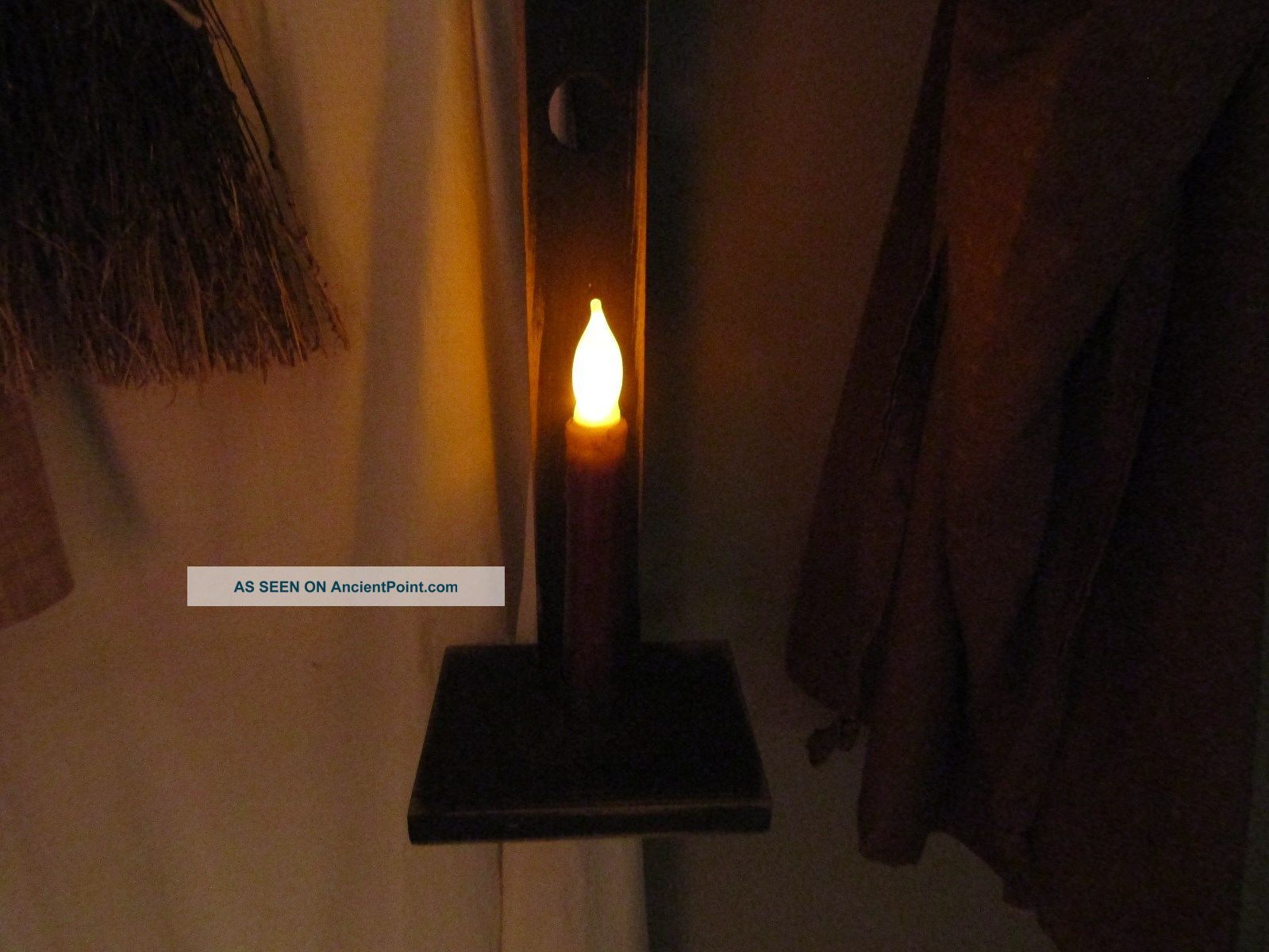 Primitive Shaker Style Adjustable Shelf/sconce With Tin Candle Cup Primitives photo