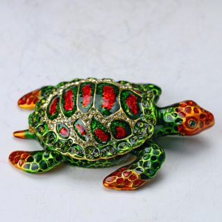 Chinese Collectable Cloisonne Inlaid Rhinestone Handwork Tortoise Statue D1393 photo