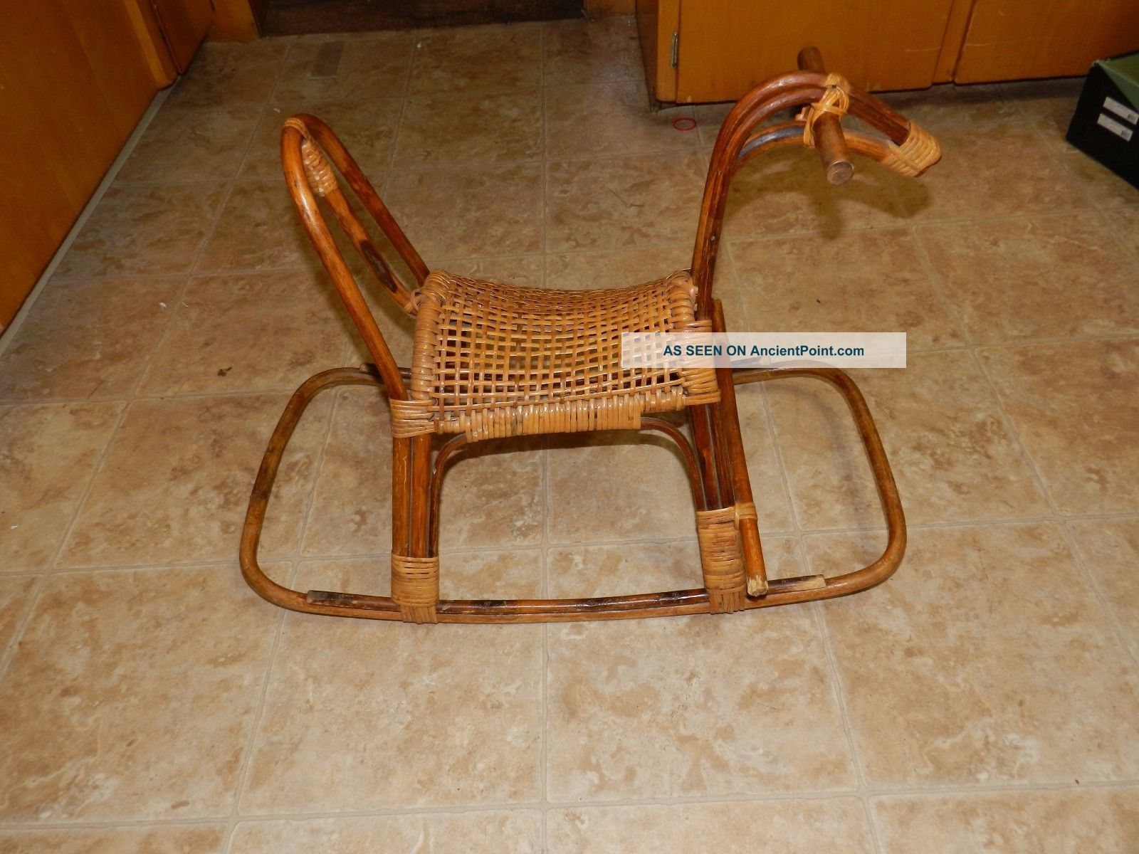 Mid Century Rattan Wicker Scandinavian Child ' S Rocking Horse Franco Albini Mid-Century Modernism photo