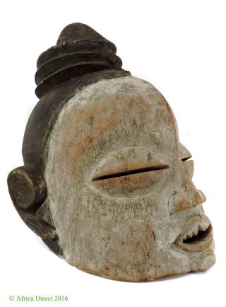 Suku Helmet Mask With Jagged Teeth Congo African Art photo