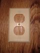 Vtg Hubbell Ribbed Bordered Bakelite Double Outlet Plate Cover Ivory Switch Plates & Outlet Covers photo 2