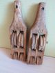 Antique Primitive Oak Wood 2 Pair Loom Parts Pulleys Lithuania Europe Dated 1901 Primitives photo 4