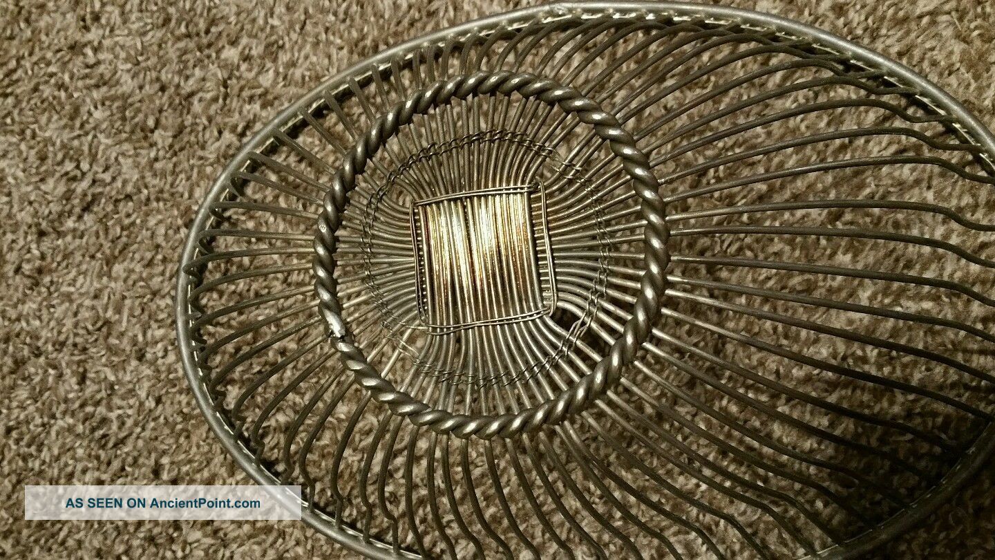 Antique Wrought Iron Hand Forged Woven Cage Style Wire Bowl Primitives photo