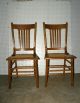 Pair Vintage Oak Caned Seat Chairs Post-1950 photo 5