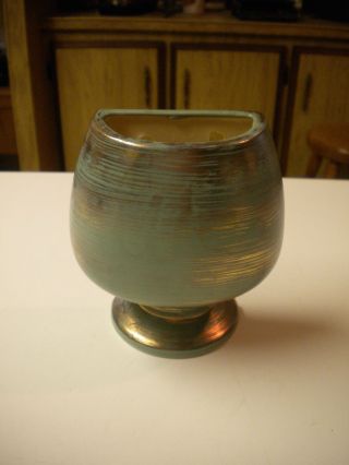 Vintage 1963,  Inarco Turquoise & Gold Footed Glass / Vase Wall Pocket / Planter photo