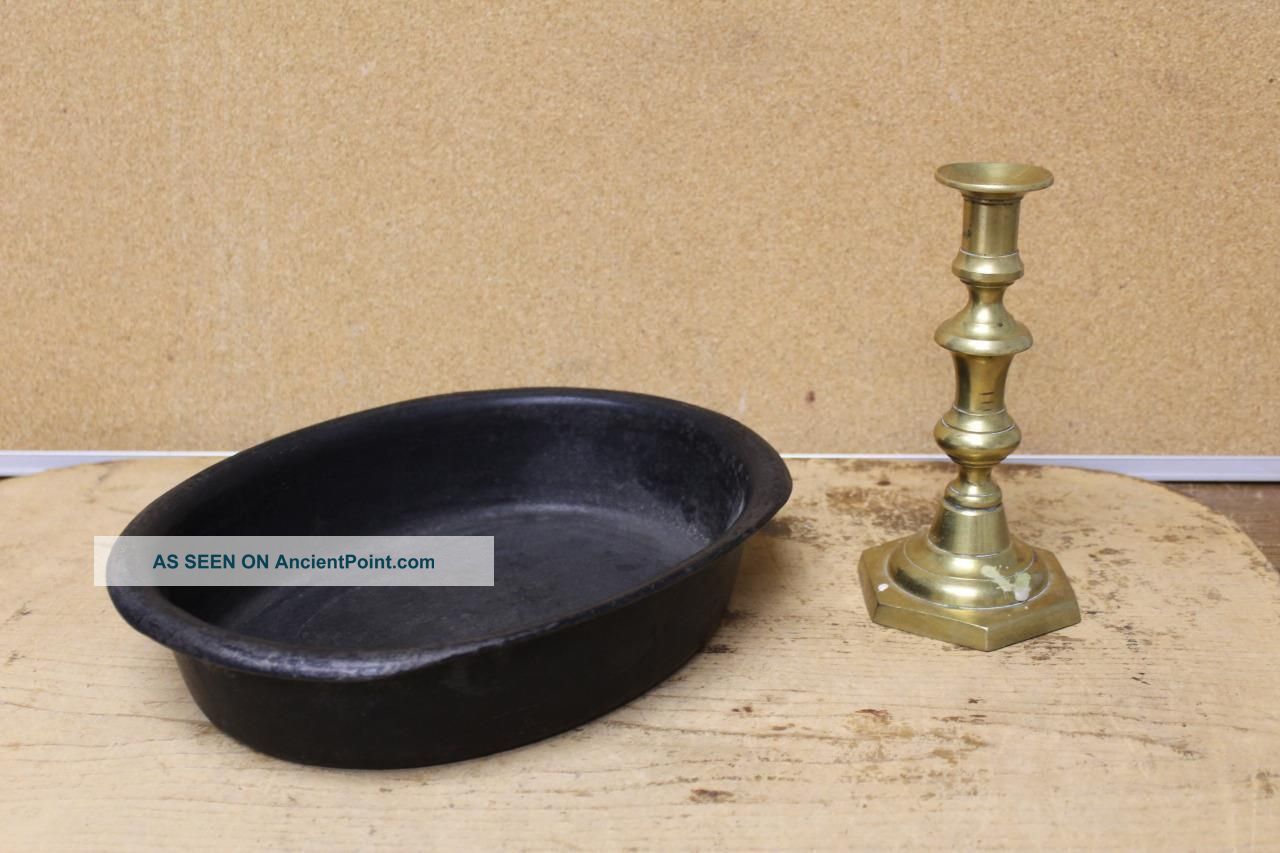 Extremely Rare 19th C Cast Iron Deep Dish Oval Basin In Primitives photo