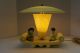 Vintage 1950 Tv Lamp Porcelain Chinese Figurese Fiberglass Shade & Light Cover Figurines photo 1