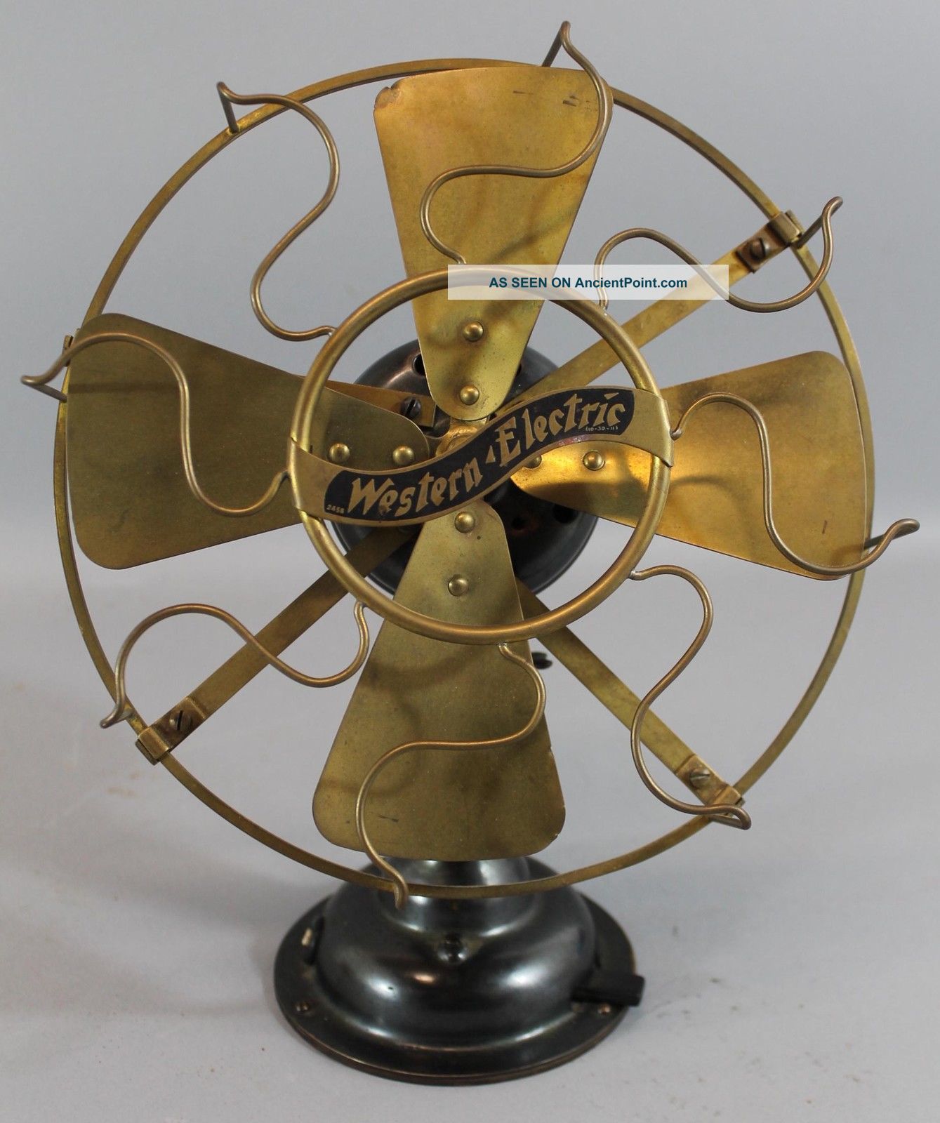 Rare 9inch Antique Western Electric Brass Electric Fan Alternating Current Motor Other Mercantile Antiques photo