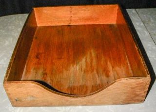Vintage Wooden Tray Desk Organizer In Out File Box Dovetail photo