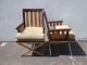 2 Chair Armchair Gold X Base Regency Glam Pair Mcm Vintage Mid Century Modern Post-1950 photo 4