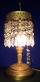 Antique Victorian Side Table Or Desk Lamp W/ Crystals & Beads Lamps photo 1