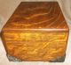 Vintage From Estate Tiger Oak ? Wood Box W/ Key Ornate Metal Corners Lined And Boxes photo 1