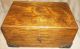 Vintage From Estate Tiger Oak ? Wood Box W/ Key Ornate Metal Corners Lined And Boxes photo 5