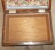 Vintage From Estate Tiger Oak ? Wood Box W/ Key Ornate Metal Corners Lined And Boxes photo 8