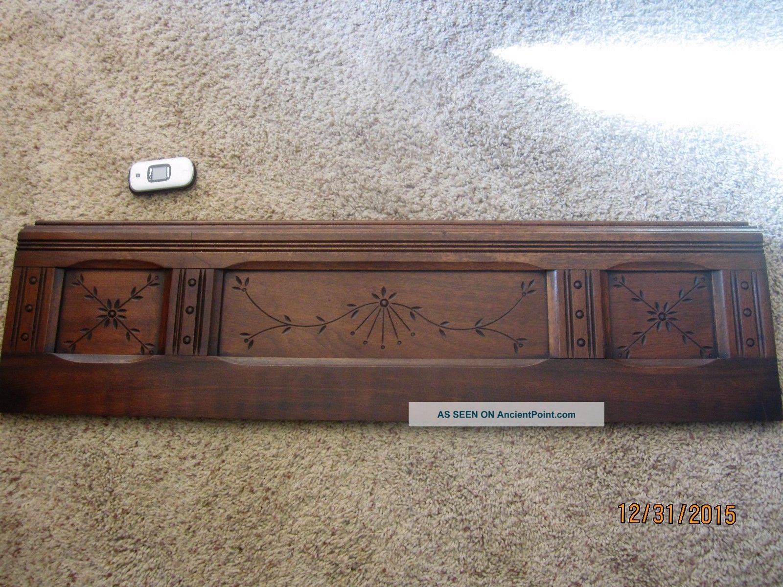 1800s Eastlake Spoon Carved Furniture Panel Walnut? Victorian Pediment Coat Rack Pediments photo