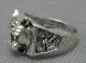 29mm Old China Folk Collect Miao Silver Lovable Tiger Head Jewelry Fashion Ring Other Antiquities photo 1