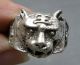 29mm Old China Folk Collect Miao Silver Lovable Tiger Head Jewelry Fashion Ring Other Antiquities photo 4