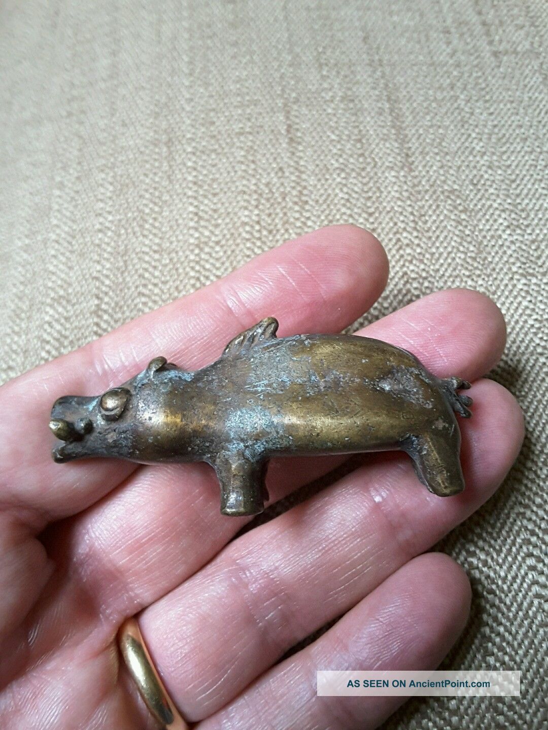 Rare Antique African Tribal Cast Bronze Ashanti Akan Gold Weight - Hippo Other African Antiques photo