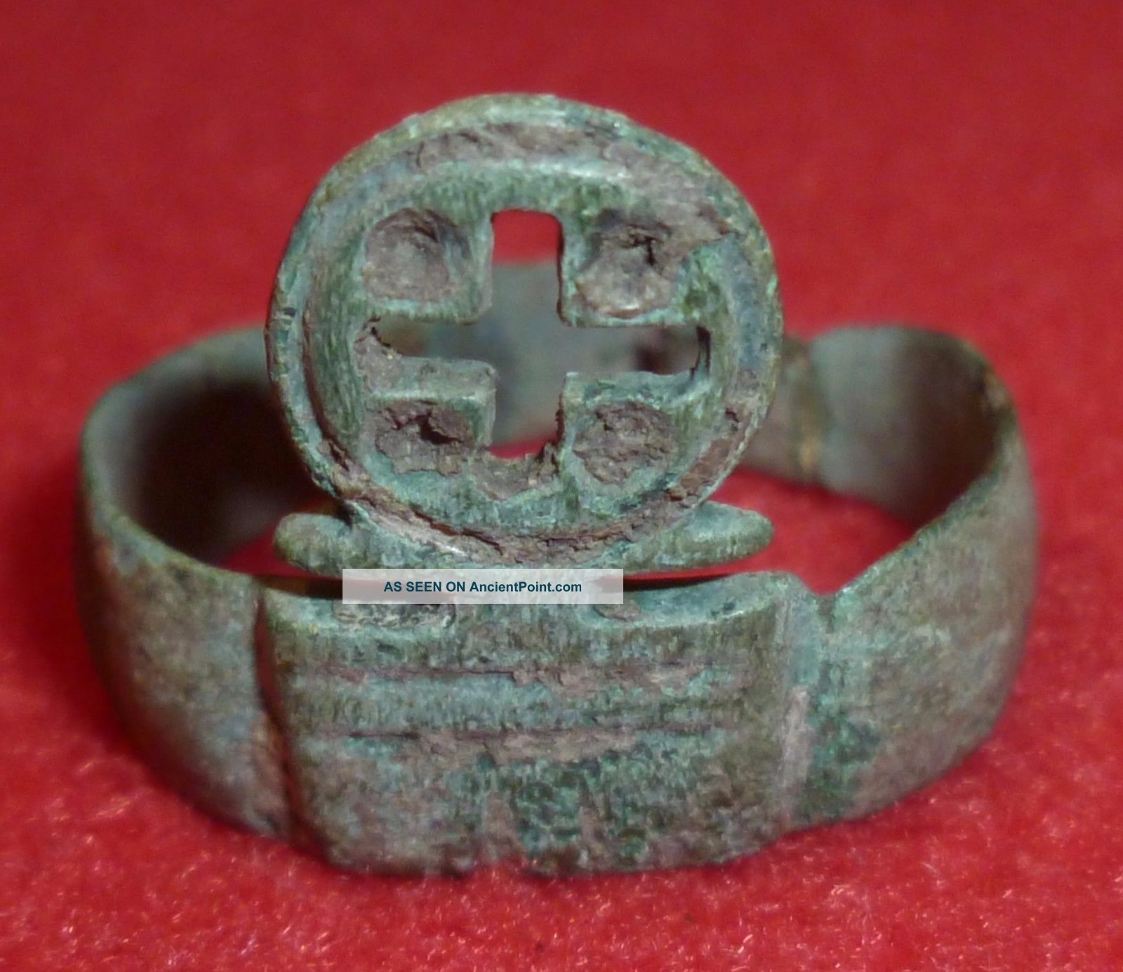 Knights Templar Ancient Artifact - Bronze Cross Ring Circa 1100 Ad - 3026 Other Antiquities photo