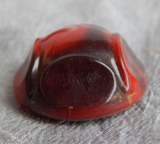 Vintage Celluloid Button Bubble Top Red Black 103 - B photo