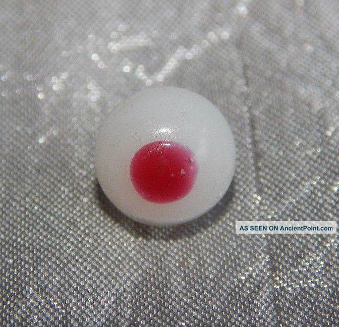 Antique 1800 ' S Glass Button Pnk Bullseye Swirl Back Diminutive 408 - B Buttons photo