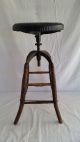 Small Antique Industrial,  Factory Stool,  Iron,  Wood,  Adjustable For Restoration 1900-1950 photo 1